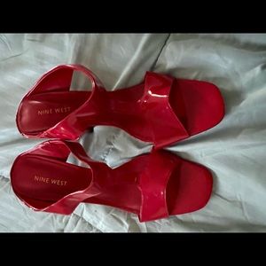 Womens, sandals, high heel, red, patent leather, size 9, Nine West, worn once